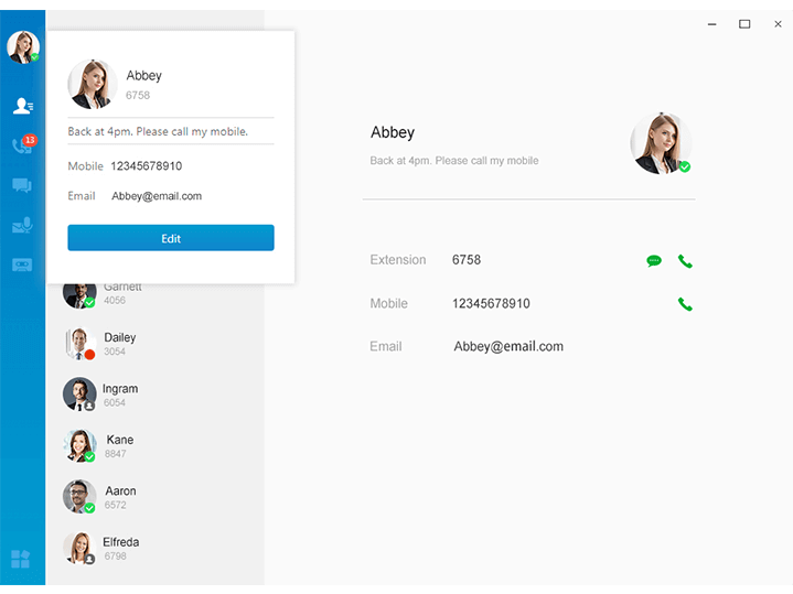 screenshot of Yeastar Linkus Unified Communications App